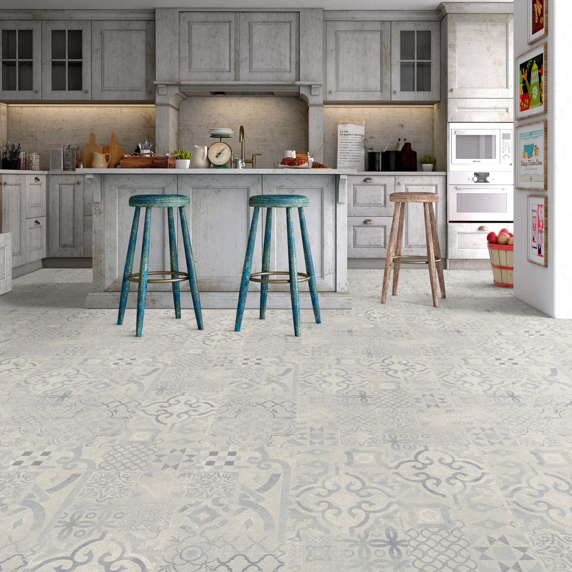 Blue Tile - Retro Water-resistant 8mm Laminate Flooring (122536)