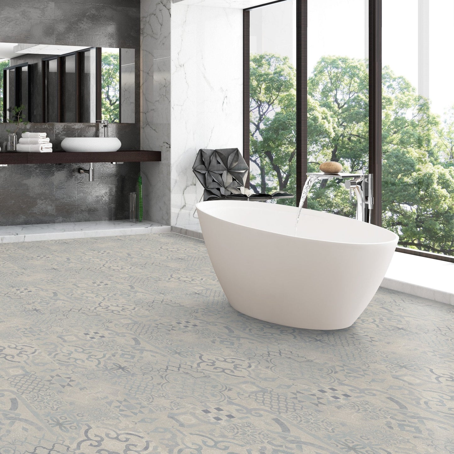 Blue Tile - Retro Water-resistant 8mm Laminate Flooring (122536)