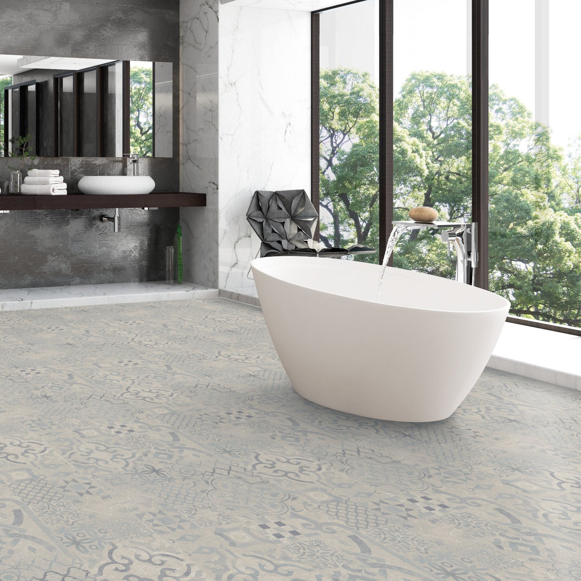 Blue Tile - Retro Water-resistant 8mm Laminate Flooring (122536)