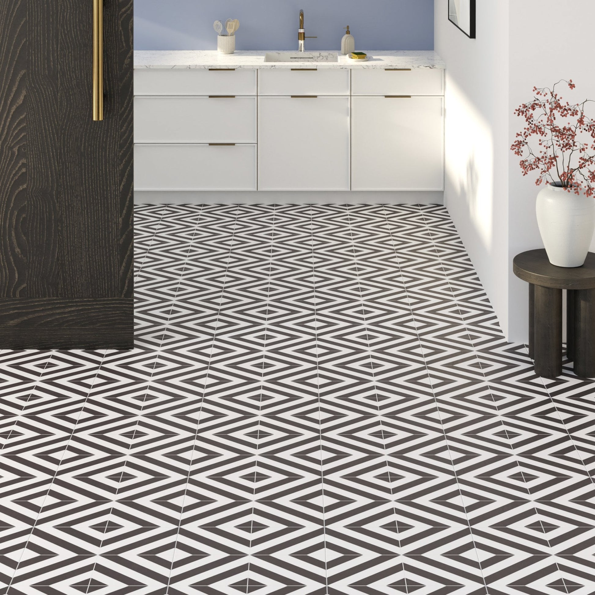 Faus | Black & White Pattern - Retro 8mm Laminate Sample - SKU-344738