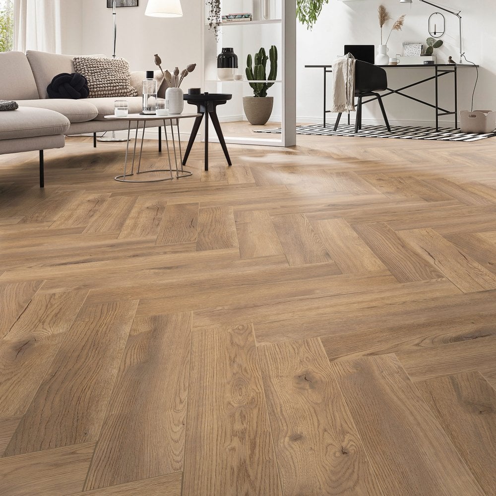 Kronotex | Treviso Oak - Herringbone 8mm Laminate Sample - D4764 (SKU-344534)
