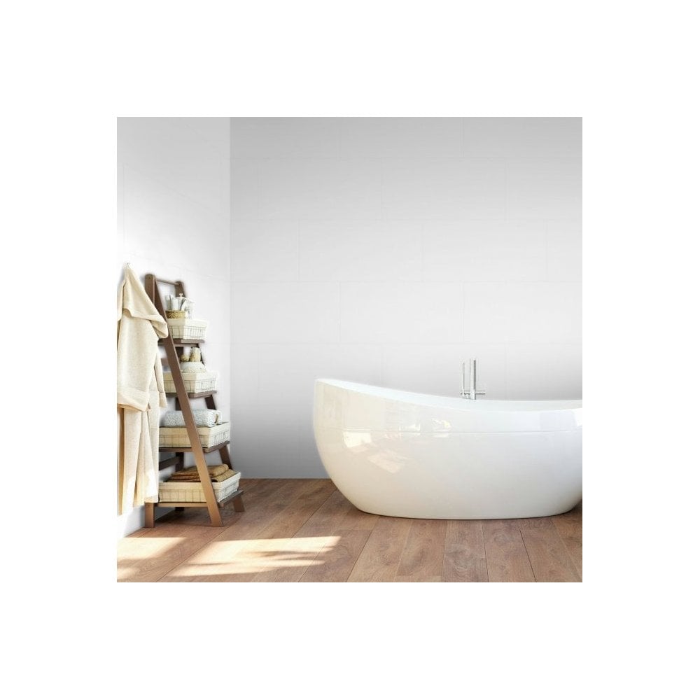 Liberty | White - Lustre Stone Waterproof Wall Panelling Sample (SKU-344741)