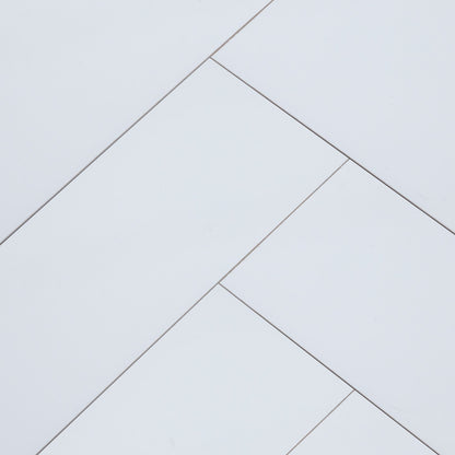 White - Lustre Herrringbone 6mm High Gloss Luxury Vinyl Flooring (122977)