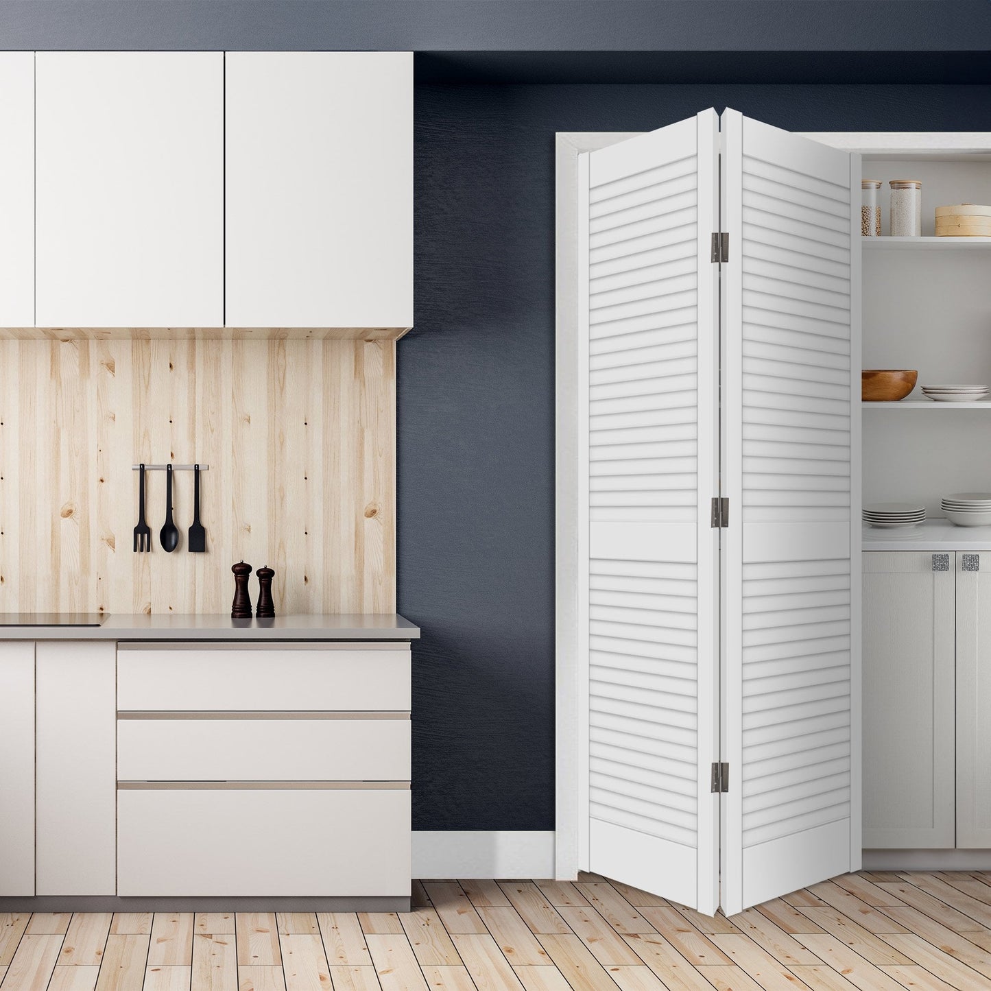 White Painted Internal 28mm Open Louvre Bi-fold Door Set (123117)