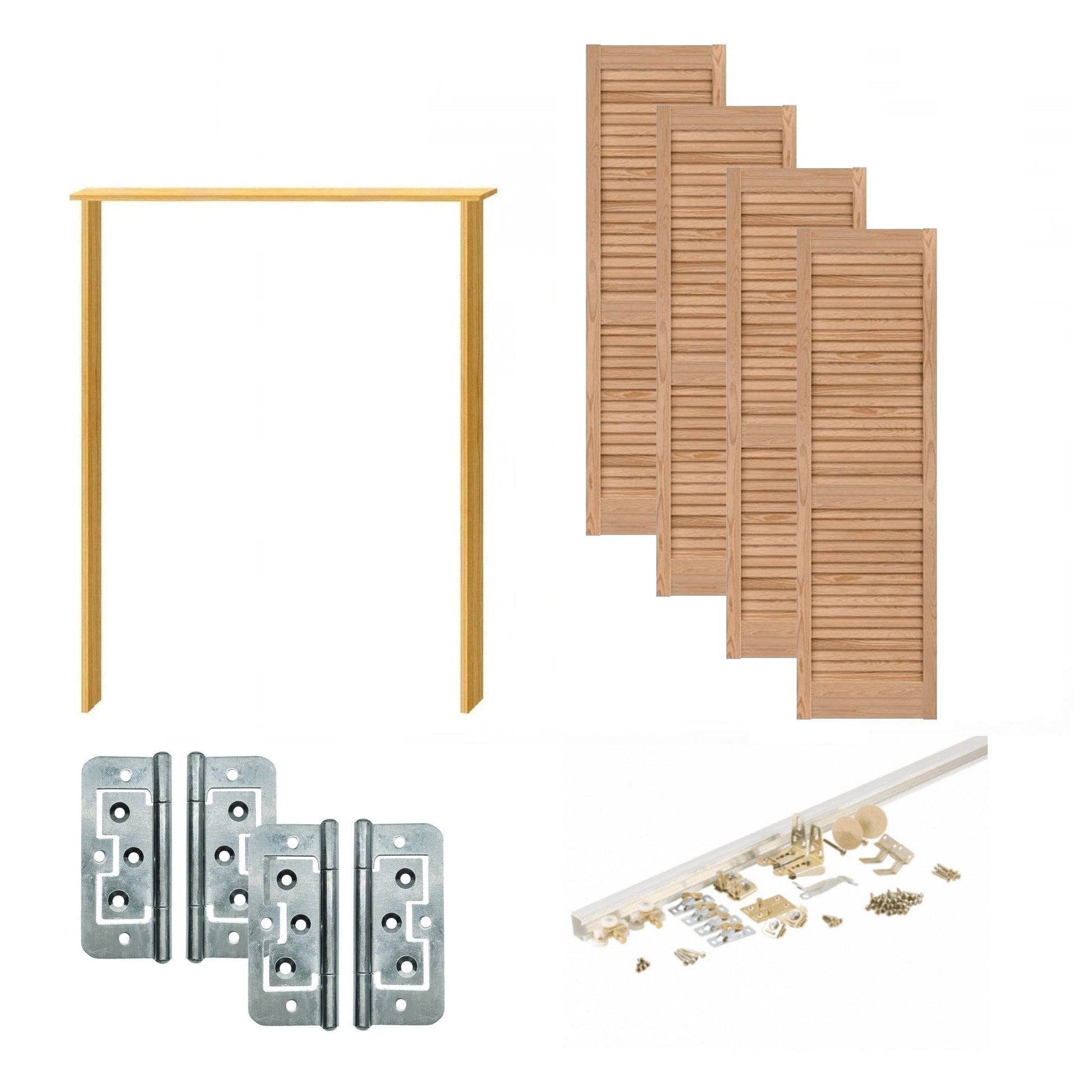 Clear Pine Internal 28mm Open Louvre Bi-fold Wardrobe Door Set (123118)