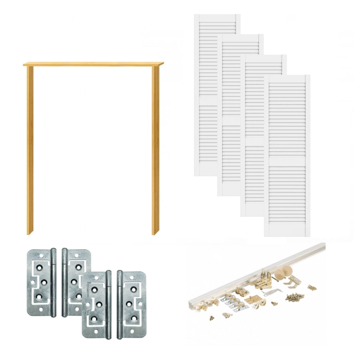 White Painted Internal 28mm Open Louvre Bi-fold Wardrobe Door Set (123119)