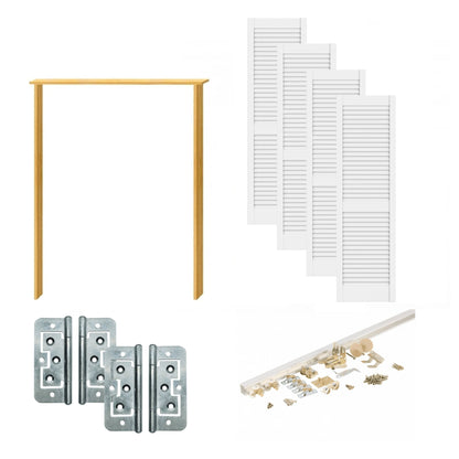White Painted Internal 28mm Open Louvre Bi-fold Wardrobe Door Set (123119)