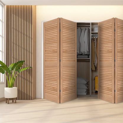 Clear Pine Internal 28mm Open Louvre Bi-fold Wardrobe Door Set (123118)