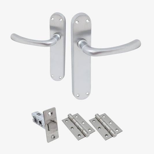 Palace Lever on Backplate Fire Door Handle Set - Satin Chrome