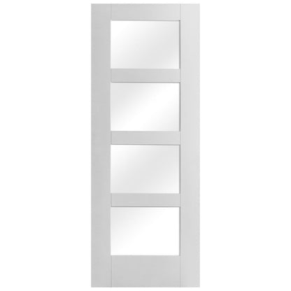 White Internal Primed Shaker 4 Light Clear Glass FD30 Fire Door (122086)