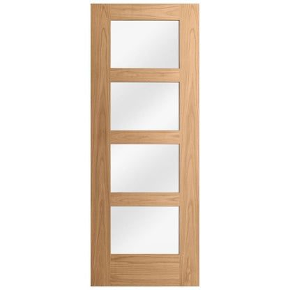 Oak Internal Fully Finished Shaker 4 Light Clear Glass FD30 Fire Door (121947)