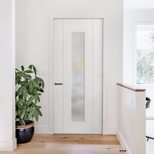 White Internal Primed Trent 3 Panel 1 Light Obscure Glass Made-to-Measure Door (120530)