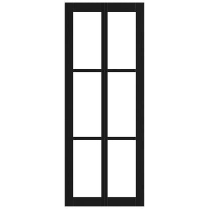 Black Internal Fully Finished Industrial 3 Light Clear Glass Bi-fold Door (121175)