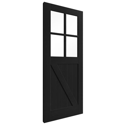 Black Internal Fully Finished Oak Barn Clear Glass Door (121611)