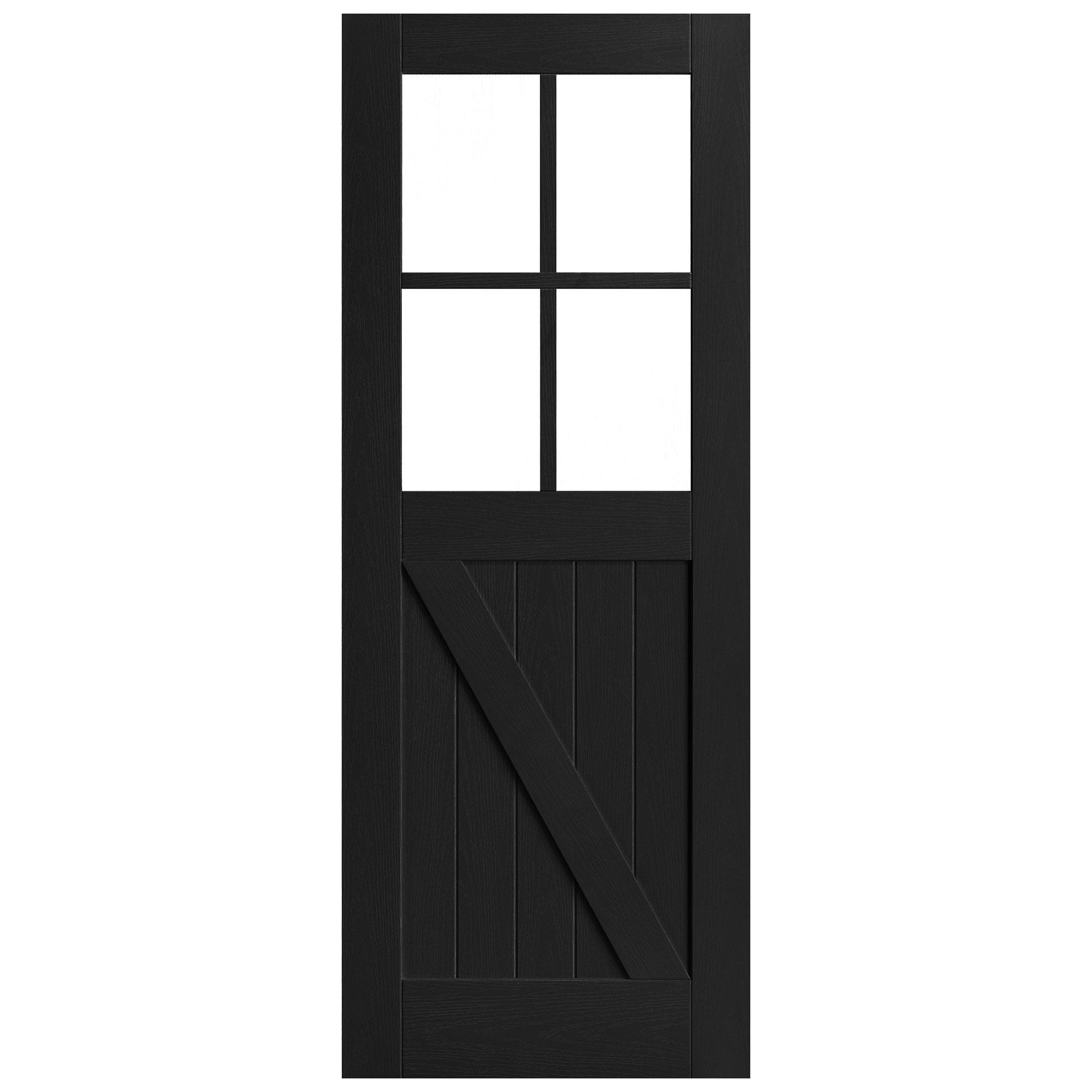 Black Internal Fully Finished Oak Barn Clear Glass Door (121611)