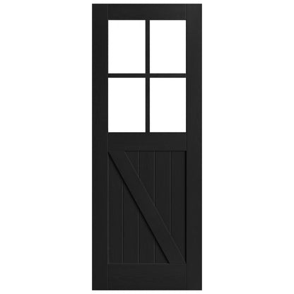 Black Internal Fully Finished Oak Barn Clear Glass Door (121611)