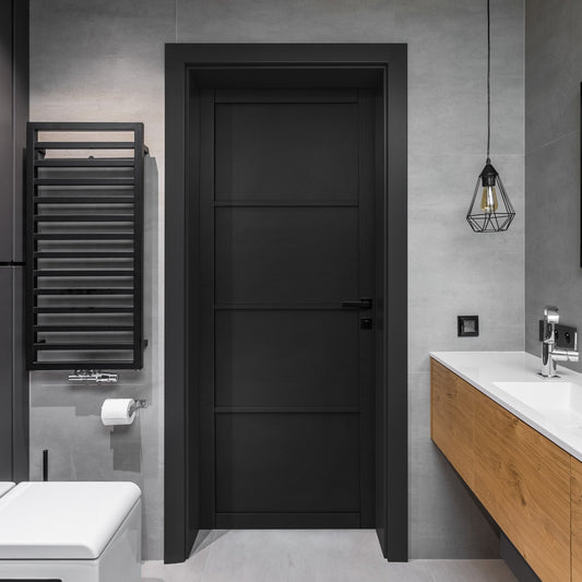 Black Internal Fully Finished Industrial Studio 4 Panel Made-to-Measure Door (120541)