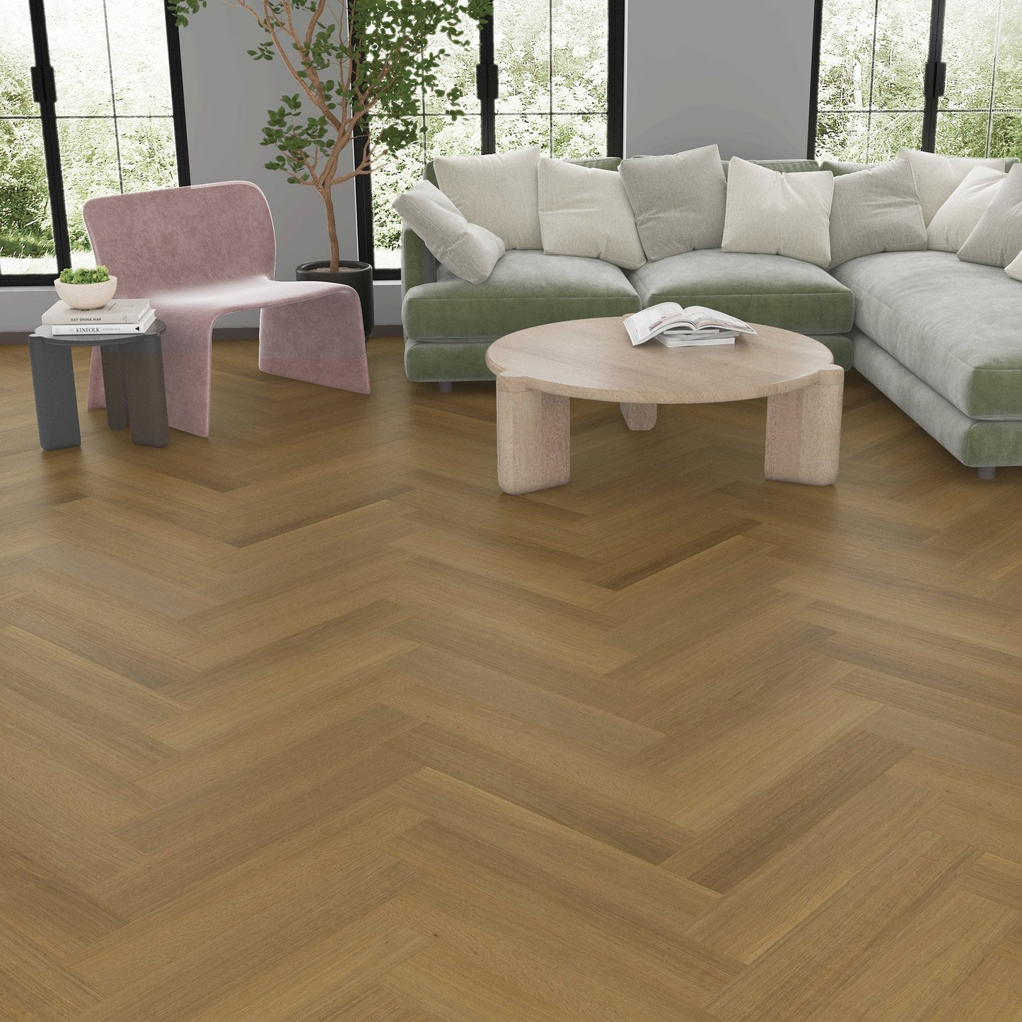 Brampton Oak - Prime Herringbone 5mm Purecoat Rigid Core Vinyl Flooring (123013)