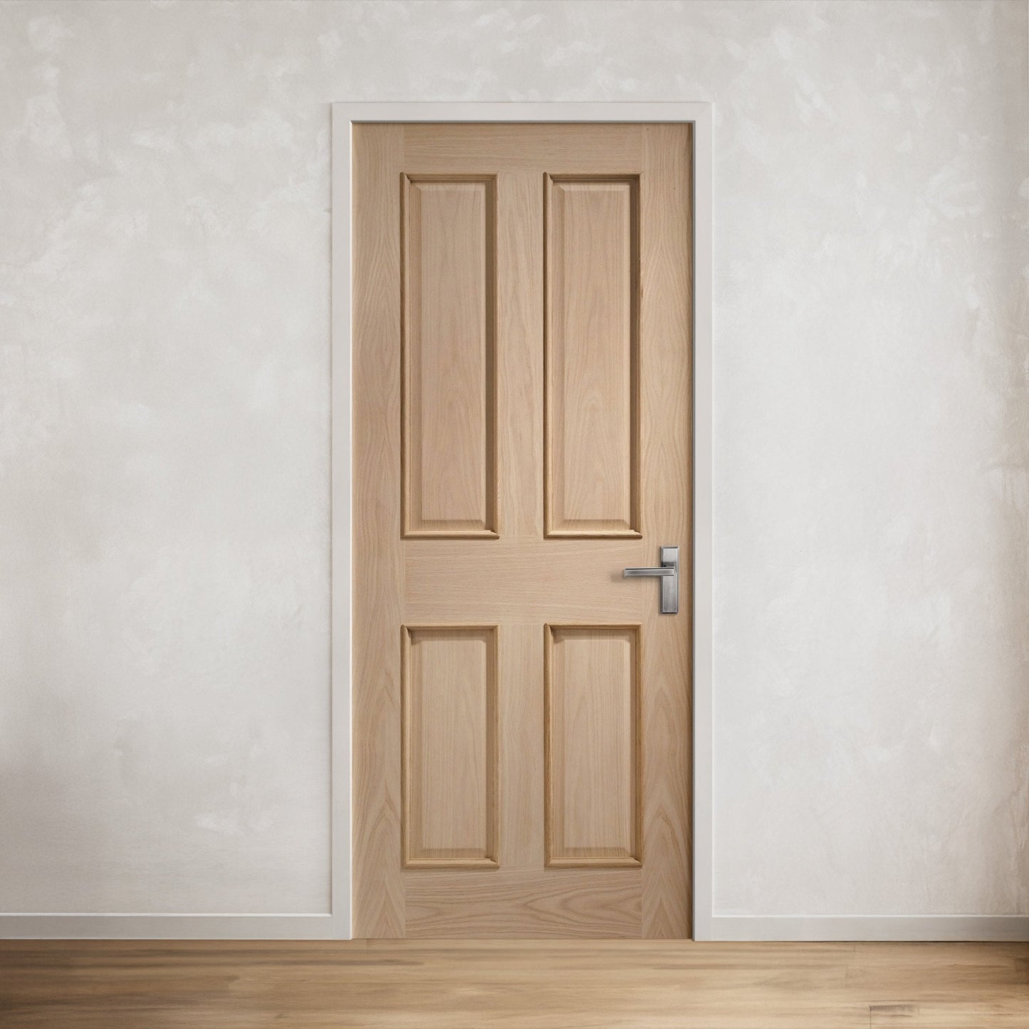 White Internal Oak Oregon Raised Mouldings 4 Panel FD30 Fire Door (121820)