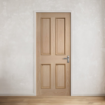 White Internal Oak Oregon Raised Mouldings 4 Panel FD30 Fire Door (121820)