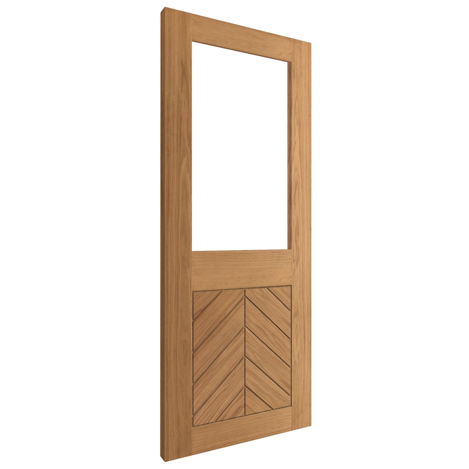Oak Internal Fully Finished Chevron Clear Glass Door (124130)