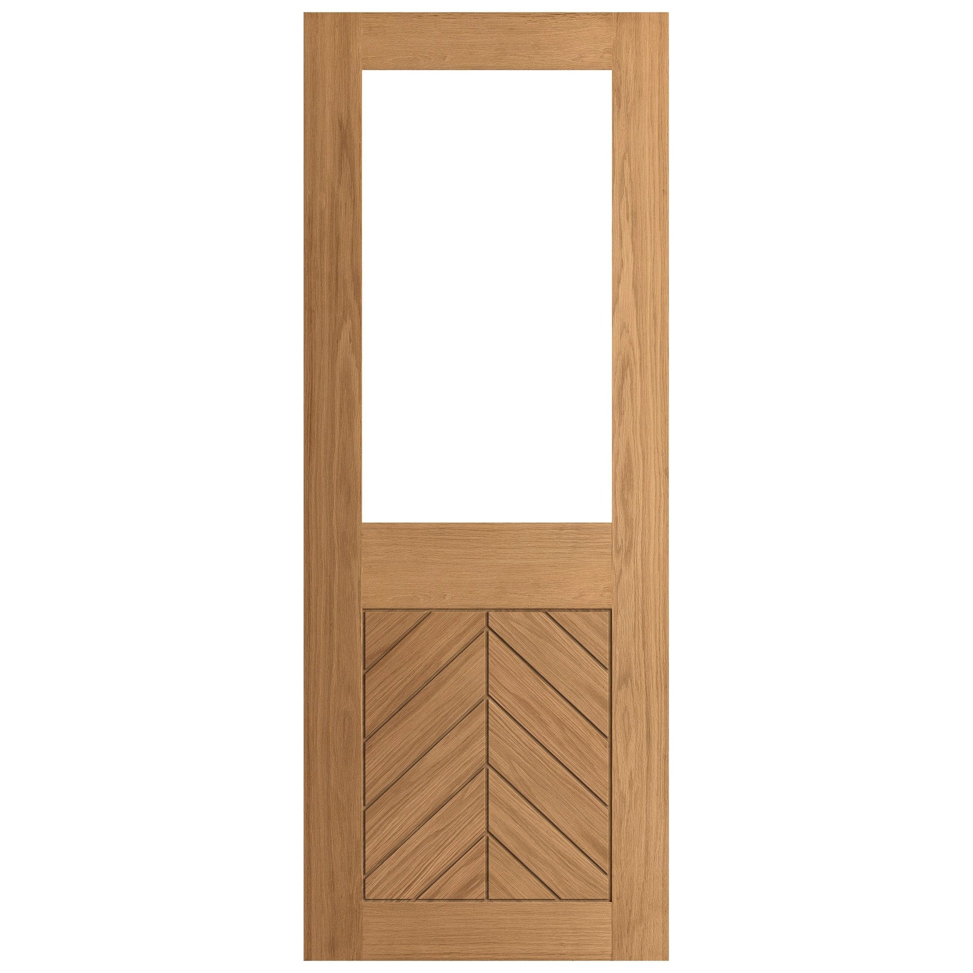 Oak Internal Fully Finished Chevron Clear Glass Door (124130)