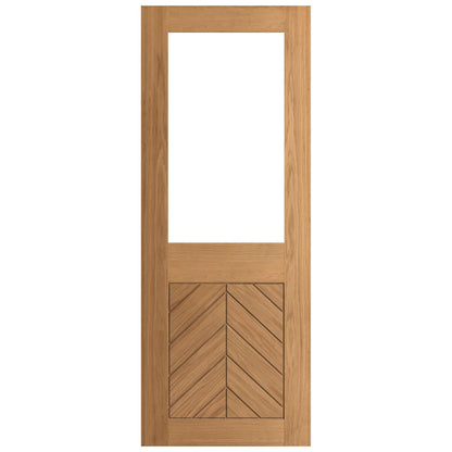Oak Internal Fully Finished Chevron Clear Glass Door (124130)