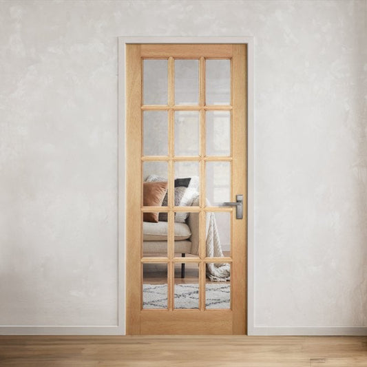 White Oak Internal Unfinished 15 Light Clear Glass KF Door (121784)