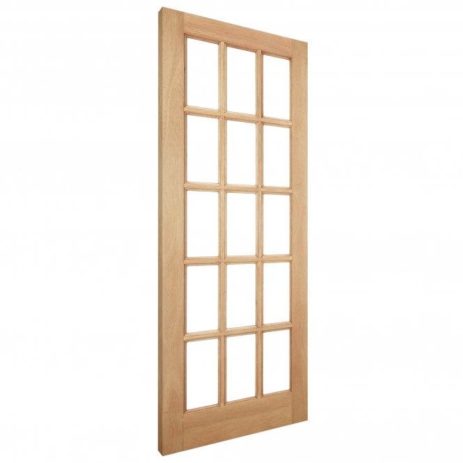 White Oak Internal Unfinished 15 Light Clear Glass KF Door (121784)