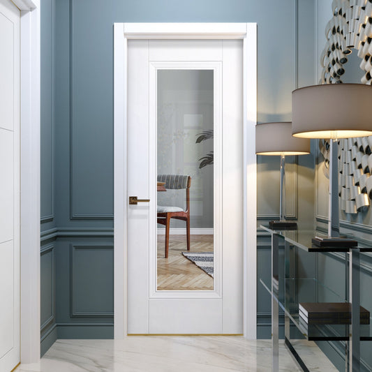 White Internal Primed Elegance Lancaster 1 Light Clear Glass Made-to-Measure Door (120510)