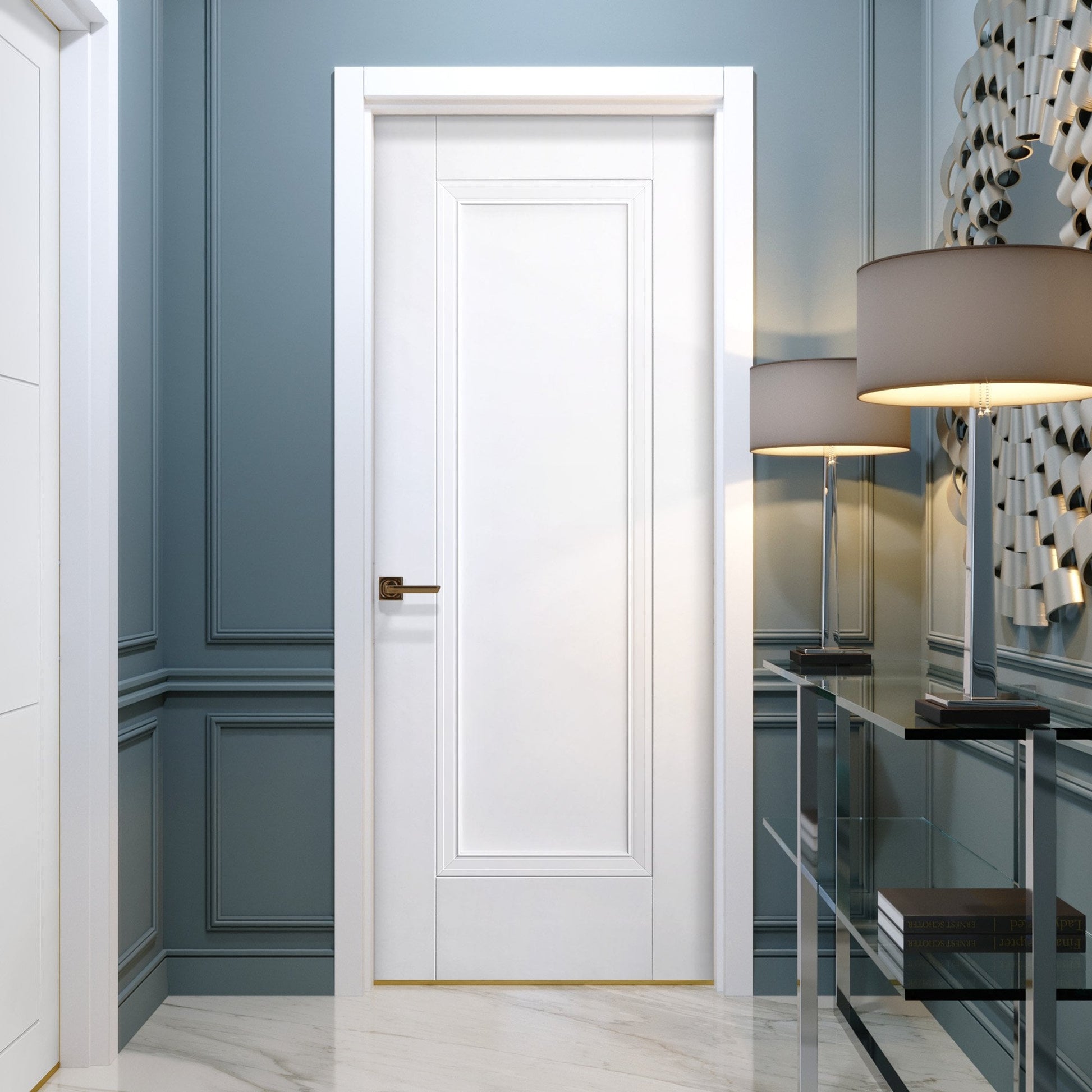 White Internal Primed Elegance Lancaster 1 Panel Door (76318)