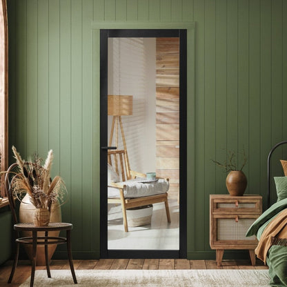 Jet Black Internal Fully Finished 1 Light Clear Glass Industrial Studio Door (124151)