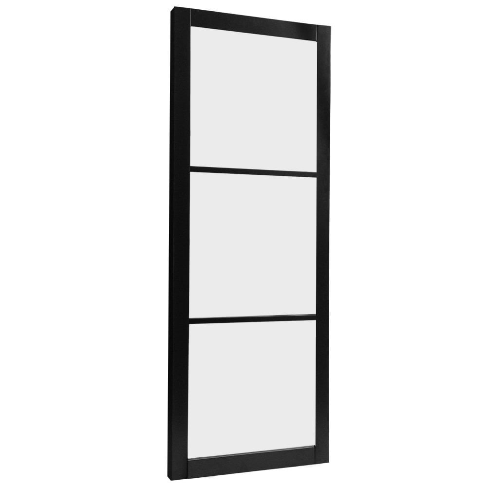 Jet Black Internal Fully Finished 3 Light Obscure Glass Industrial Studio Door (124155)