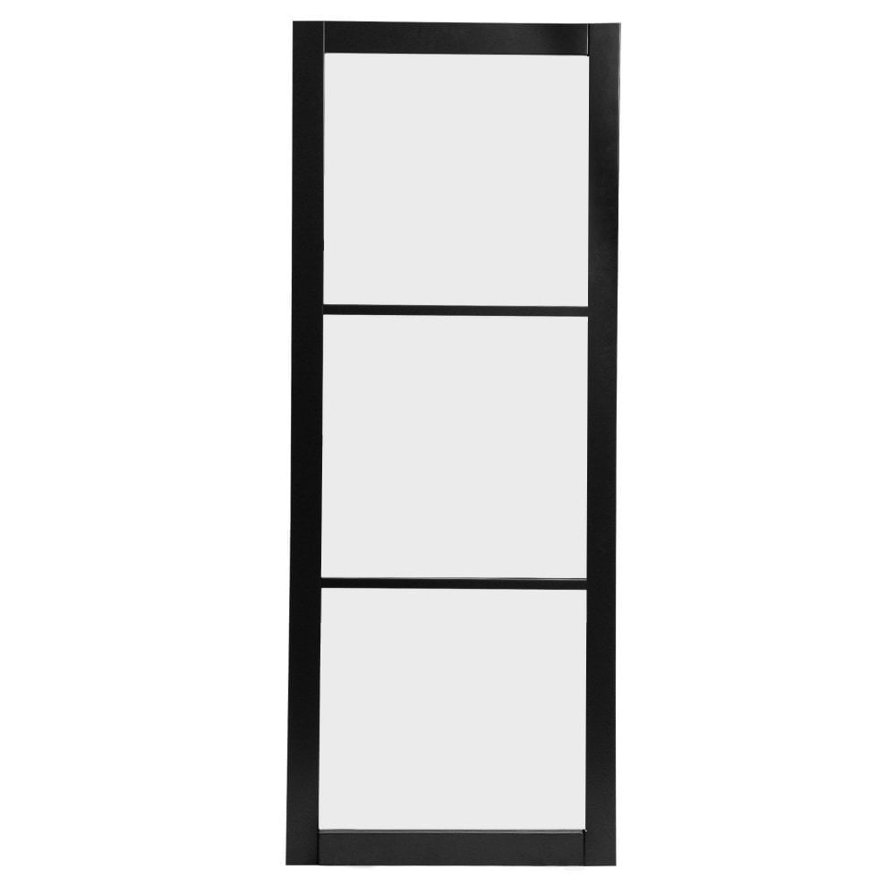 Jet Black Internal Fully Finished 3 Light Obscure Glass Industrial Studio Door (124155)