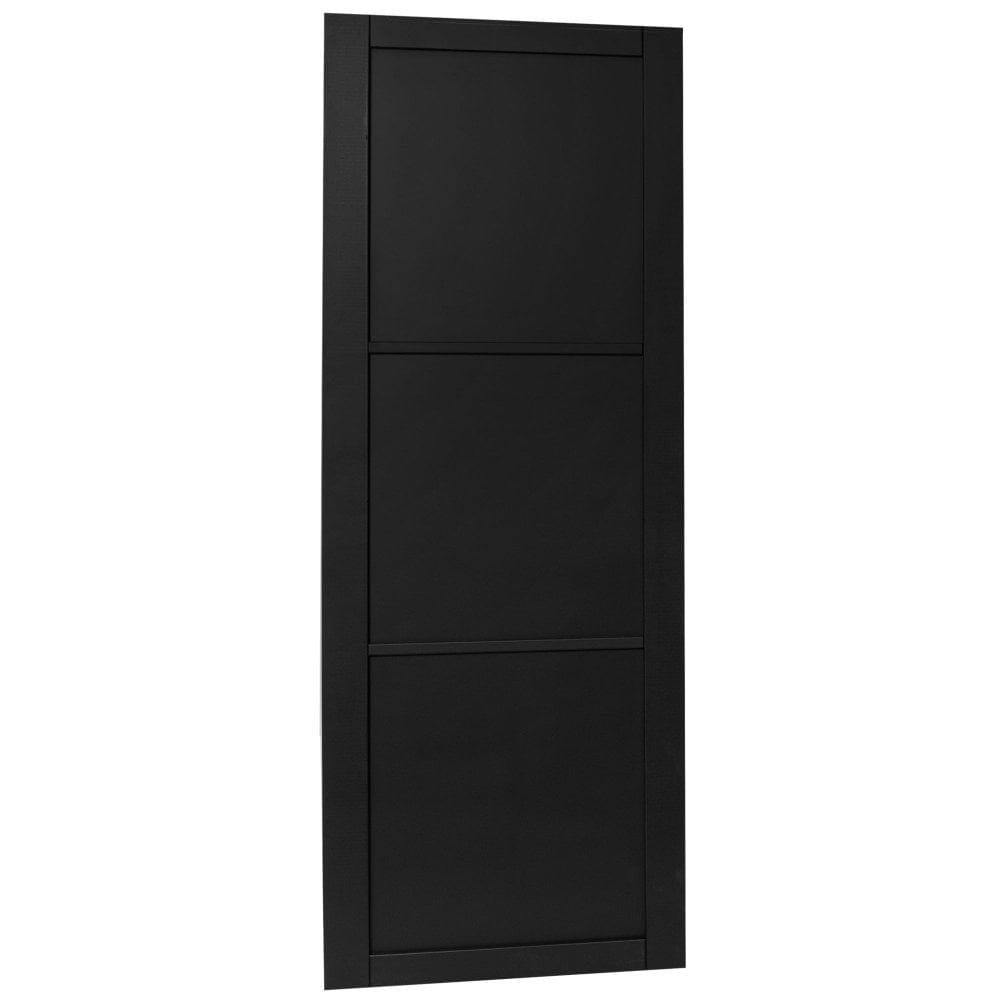 Jet Black Internal Fully Finished 3 Panel Industrial Studio Door (124156)
