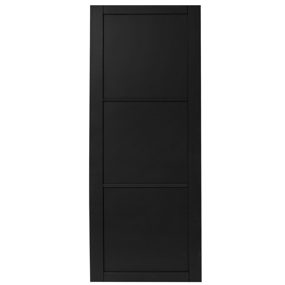 Jet Black Internal Fully Finished 3 Panel Industrial Studio Door (124156)