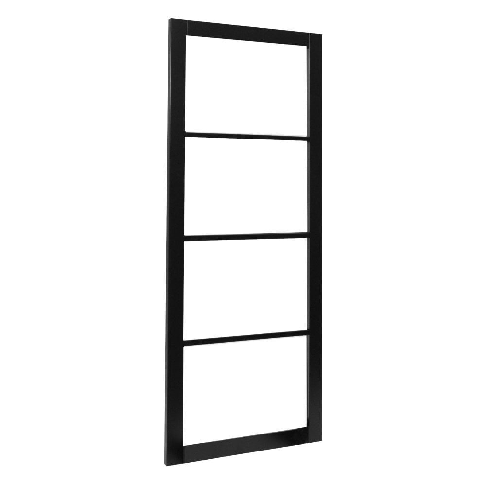 Jet Black Internal Fully Finished 4 Light Clear Glass Industrial Studio Door (124159)