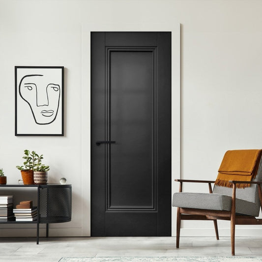Jet Black Internal Fully Finished 1 Panel Elegance Lancaster FD30 Fire Door (124171)