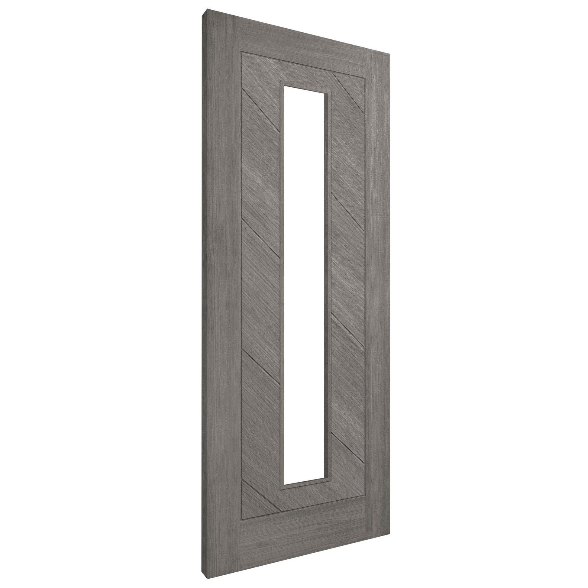 Light Grey Internal Fully Finished Endure Laminate Stockholm Clear Glass Door (122011)