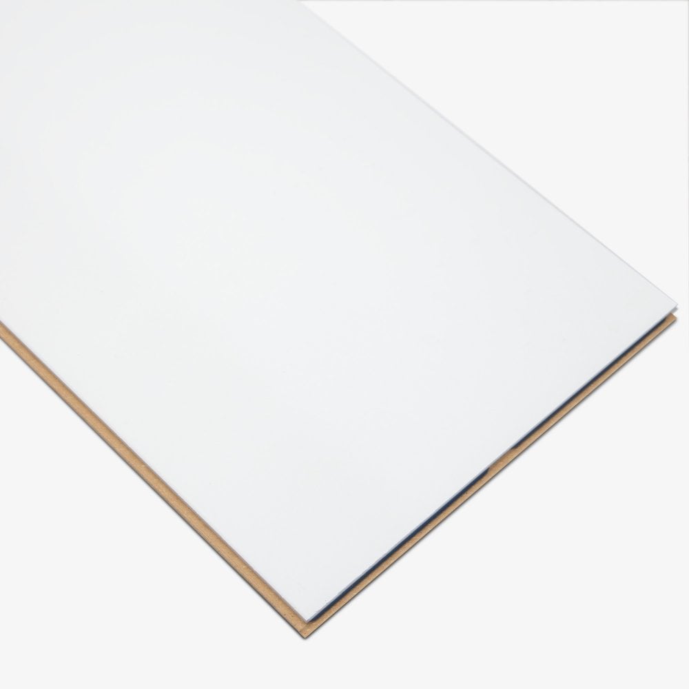 White - Lustre Stone 8mm High Gloss Laminate Flooring (90000)