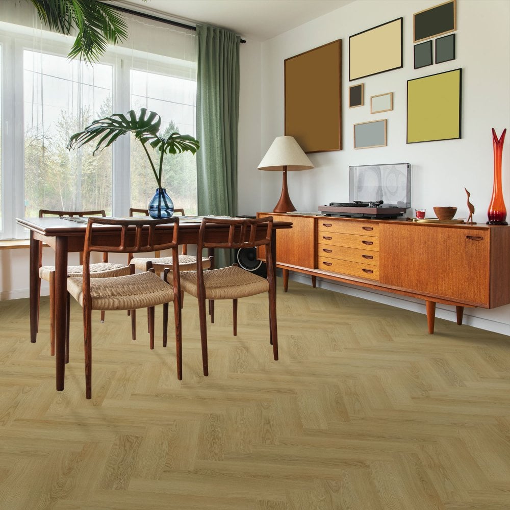 Chestermere Oak - Luxe Vision Herringbone 5mm Embossed Purecoat Rigid Core Vinyl Flooring (123031)