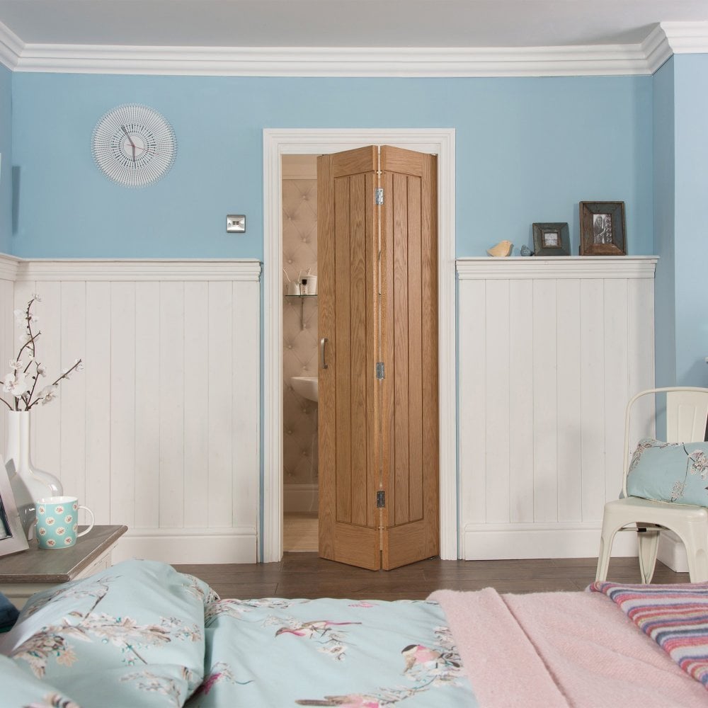 Oak Internal Unfinished Bi-Fold Oregon Cottage Door (47977)
