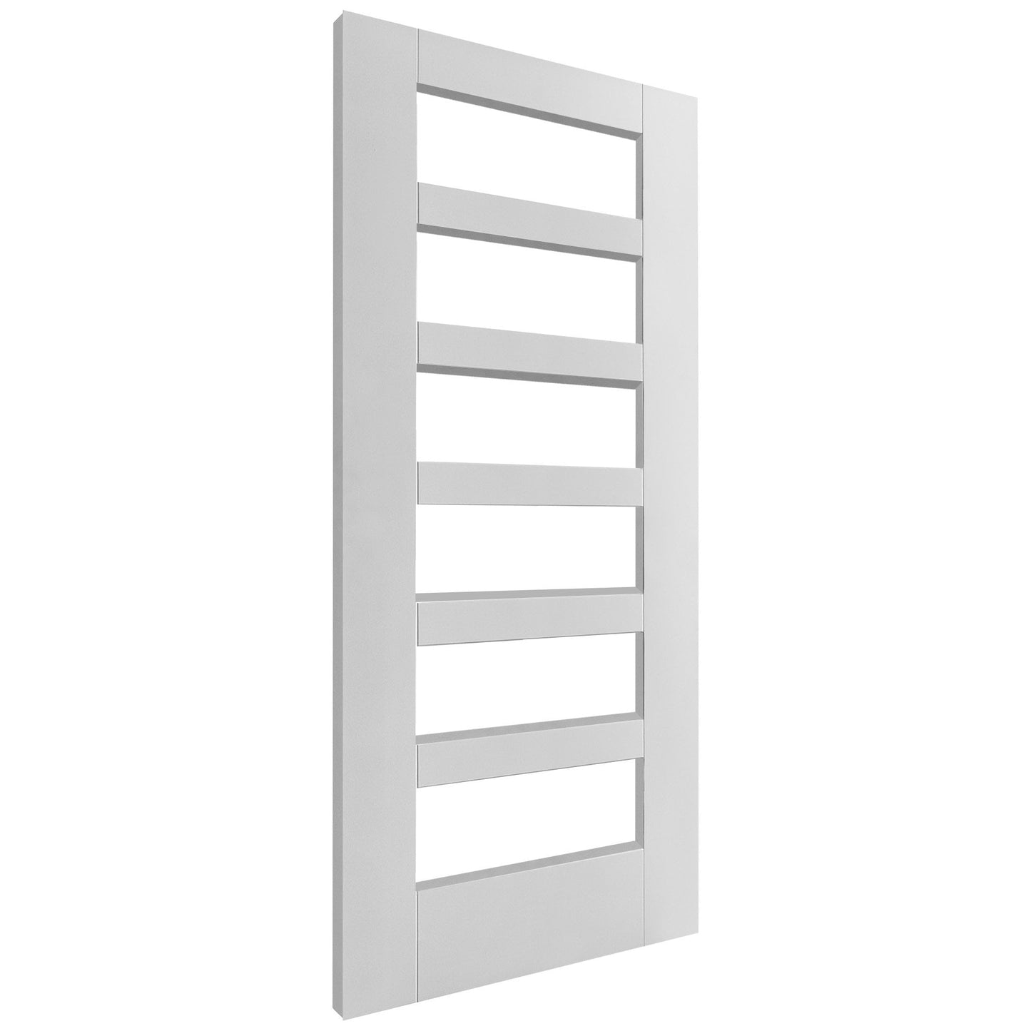 White internal Primed Trame Shaker 6 Light Clear Glass KF Door (121754)