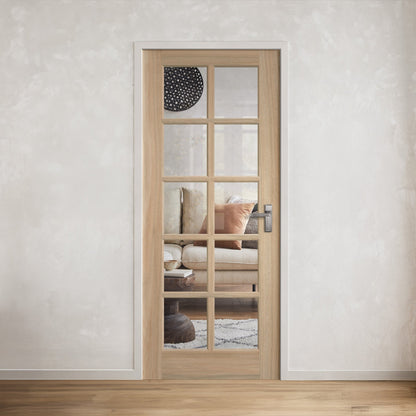White Oak Unfinished Internal 10 Light Clear Glass KF Door (121783)