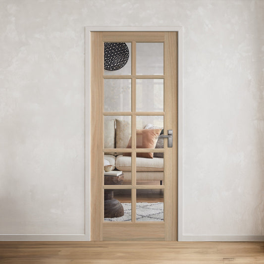 White Oak Unfinished Internal 10 Light Clear Glass KF Door (121783)