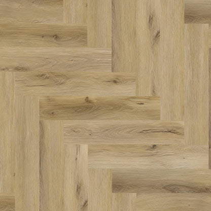 Langford Oak - Foundation Herringbone LVT 5mm Anti-Microbial UV Coated Rigid Core Vinyl Flooring (123003)