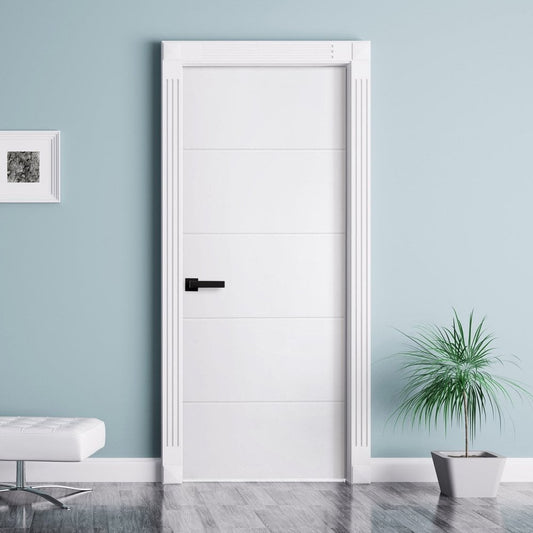 White Internal Lifestyle Moulded Smooth Horizontal 5 Panel FD30 Fire Door (124334)