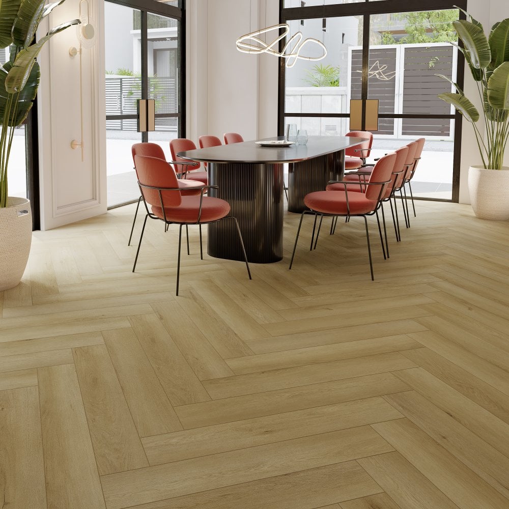 Vancouver Oak - Foundation Herringbone LVT 5mm Anti-Microbial UV Coated Rigid Core Vinyl Flooring (123001)