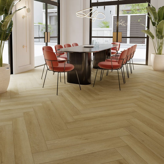 Vancouver Oak - Foundation Herringbone LVT 5mm Anti-Microbial UV Coated Rigid Core Vinyl Flooring (123001)