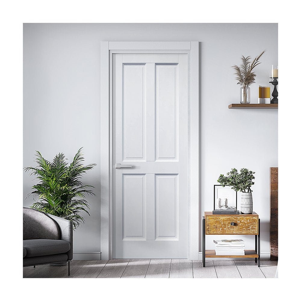 White Internal Primed Berkeley 4 Panel FD30 Fire Door (119698)